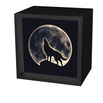 Light Box Art Howling Wolf Battery Powered LED Light Box Home Decor 6 x 6 x 2.75 692403261661  163052702748